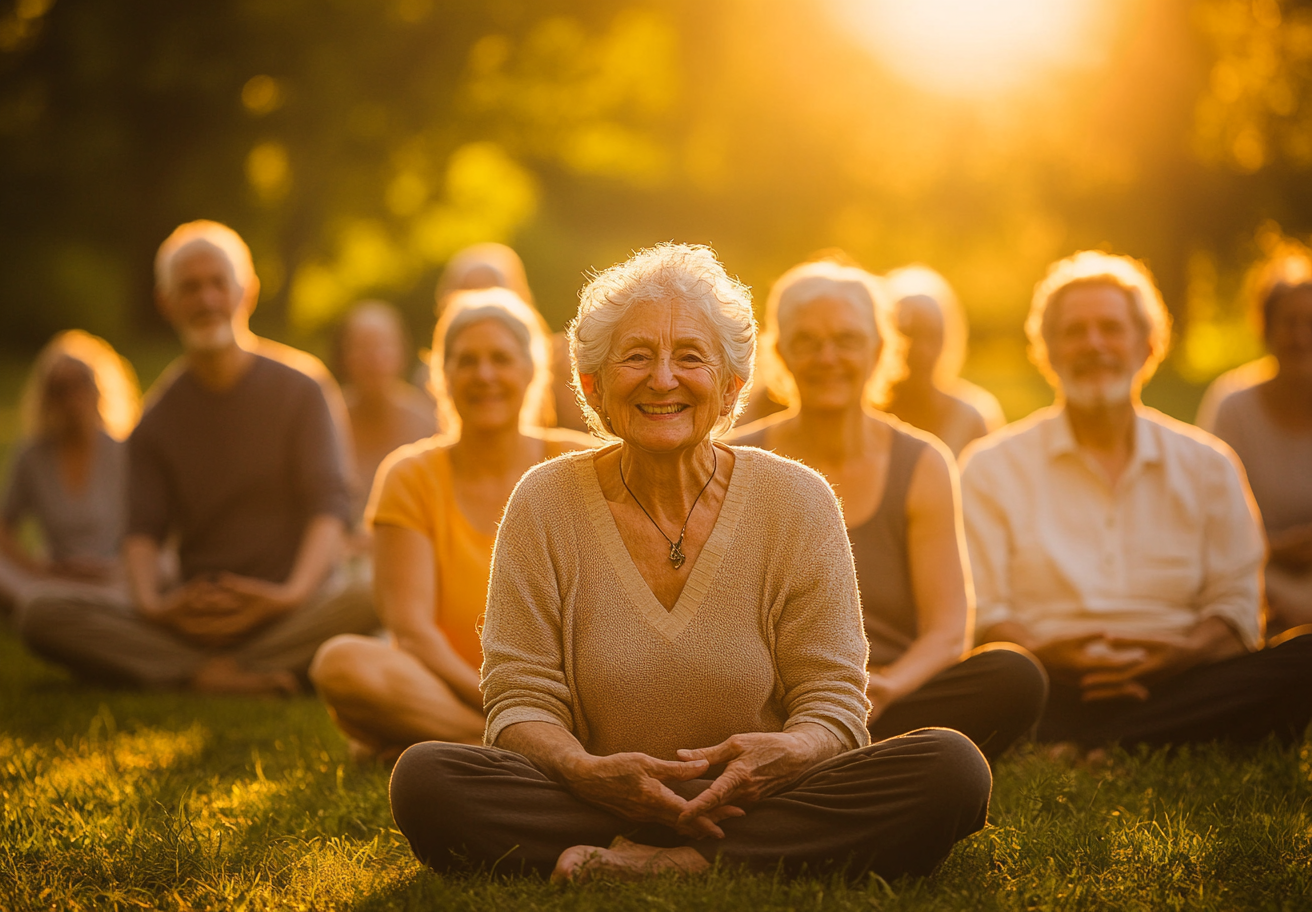 Жінка середнього віку у позі «дитина»